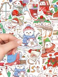 50 piezas Pegatinas de fantasma navideño, calcomanías de Feliz Navidad para laptop, maleta, computadora, scrapbook, diario, refrigerador, regalos navideños para niños