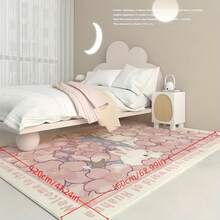 1 pieza Alfombra de peluche decorativa con forma de conejo, alfombra de piso para dormitorio, decoración del hogar, estilo Ins, suave y cálida, adecuada para dormitorio, sala de estar, habitación infantil - Rosa - Ver 7