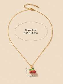 1 件时尚铜镶嵌锆石樱桃吊坠项链，适合女性日常佩戴、珠宝配饰、音乐节、生日礼物送给朋友