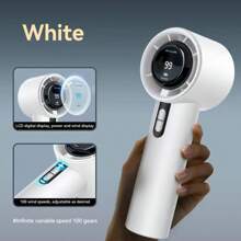 100-Speed Handheld Turbine Fan, Mini Portable USB Rechargeable, Long Battery Life, LED Display, Compact Fan For Desk And Outdoor Camping