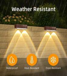 Luces solares de valla de peasur para exteriores, paquete de 8, luces de cubierta solares, luces LED impermeables para barandilla, patio exterior (blanco cálido) - Marco blanco cálido y marrón - Ver 4