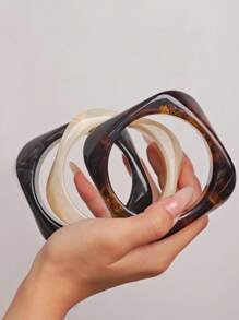 3 Stücke/Set Boho Acryl Mode Armbänder, asymmetrisches halb-transparentes Design einzigartig übertriebene Armreifen