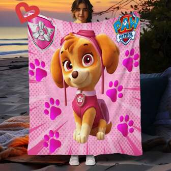 Paw Patrol Paw Patrol Puppy Flannel Blanket, Cartoon Pattern, Suitable For Office, Air Conditioning, Nap, Sofa