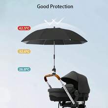 Stroller Umbrella With Adjustable Universal Clamp,Clip On Umbrella With Clip On UPF 50+ Great For Pushchair,Strollers,Beach Chair - Multicolor - View 4