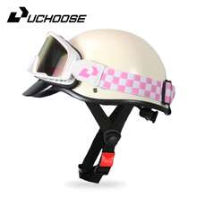 1 件复古夏季半盔，带护目镜，轻便