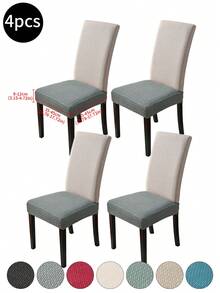 1pc/2pcs/4pcs/6pcs/30pcs Beige Jacquard Striped Dual Elastic Seat Cover, Removable And Washable Chair Protector, Suitable For Decoration In Dining Room, Living Room, Bedroom And Office - Multicolor - View 10