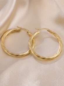 Boucles d\"oreilles créoles délicates en acier inoxydable plaqué or 18 carats avec style minimaliste et vintage en 3 paires pour cadeaux pour femmes