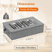 PZWLifewit Caja De Almacenamiento De Cubiertos Organizador De Cubiertos Con Tapa De Cremallera Estuche De Cubiertos De 5 Compartimentos Con Divisor Ajustable Y Asa Recipiente De Utensilios ParaGS5485 - Grisclaro - Xem 4