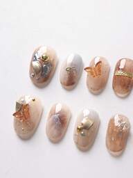 秋ネイル 楕円形手作り 偽ネイル 10個セット、 女性/女の子のフェスティバルギフトプレスオンネイルネイルチップ ハンドメイド