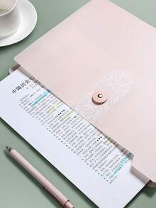 (Random Color Stickers) 1pc Pink 5-Grid Accordion File Folder, Student Test Paper Holder, Cute Transparent Multi-Layer A4 Document Organizer Bag