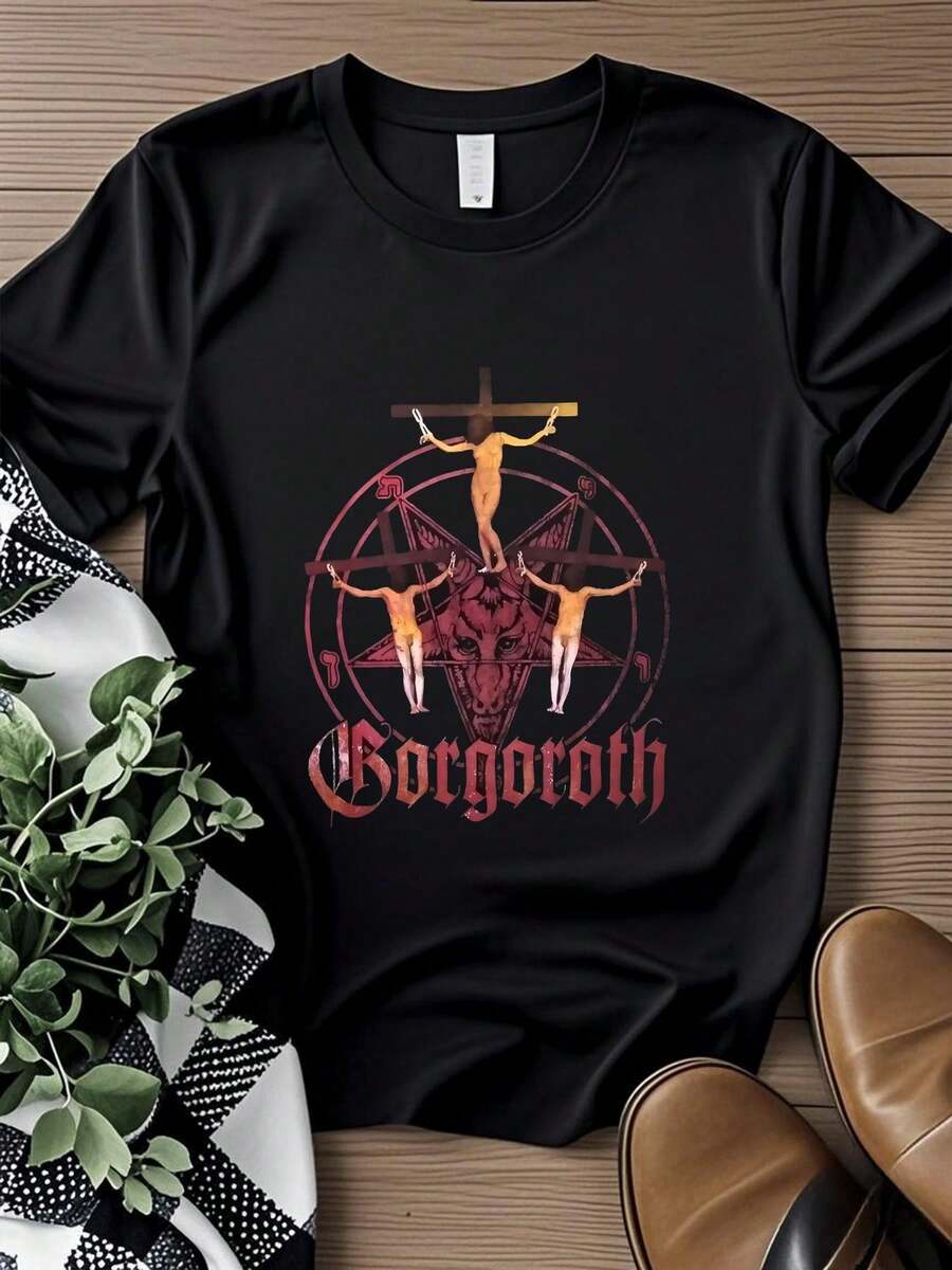 180g Pure Cotton GORGOROTH T-Shirt Top For Everyday Wear Soft Versatile Casual Men's Slightly Designer Clothes Stylish Summer Fashion Graphic Stretched Unisex Print Round Neck Short Sleeve Streetwear For Women Comfortable Breathable