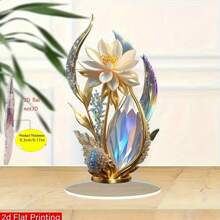 1/2/6 Pieces 2D Flat Elegant White Lotus Acrylic Tabletop Decoration, Golden Strawberry And Crystal Ornament Dining Table Center Office Or Desk Table Ornament Perfect Holiday Or Birthday Gift Assembly, High-Level Chic, Exquisite Decoration Fall Halloween Thanksgiving Craft Christmas Exclusive Surprise Gift