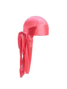 1/2pcs Men Durag Solid Color Silk Elastic Strap Fashionable Pirate Cap, Casual Comfortable Breathable Soft Headwrap Unisex Pirate Hat Pirate Costume