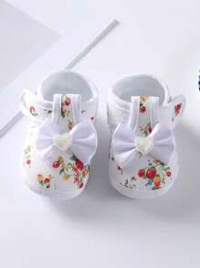 1Pair Newborn Baby Shoes Bowtie Baby Girl Shoes Anti-Slip Soft Sole Bottom Walking Princess Shoes First Walkers