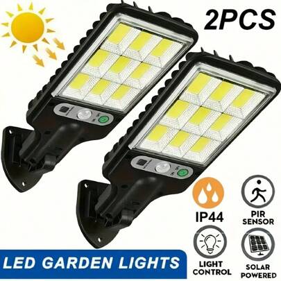 2pcs Outdoor Solar Street Light, LED Wall Lamp With Remote Control, Garden Light, Human Body Induction Wall Light, Exterior Lighting 3 Working Modes For Garden Terraces, Porch Doors, Garage Spotlights, New Year And Christmas Use - Light Up Your Home