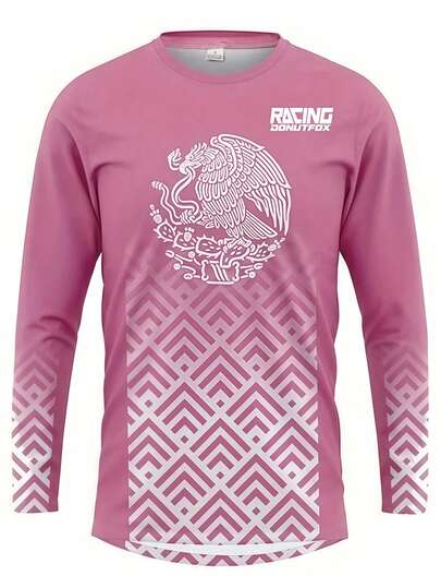 DONUTFOX Camiseta de ciclismo de montaña, camiseta de carreras de bicicleta, camiseta MTB BMX ATV, camiseta de fitness para hombres, camiseta de manga larga de secado rápido y transpirable 2025