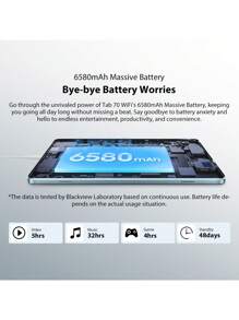 Blackview Blackview Tab 70 Wifi SmartTablet 4GB+64GB Global Version 10.1-Inch HD+ Display Support Widevine L1 Dual Box Speakers 6580mAh Massive Battery 8MP Front Camera 5MP Rear Camera Android 14 WiFi 6