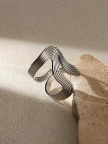 1pc Vintage Geometric Statement Ring, 18K Gold Plated Adjustable Minimalist Handmade Ring For Women Dainty Modern Jewelry, Hypoallergenic Ring Gift For Her