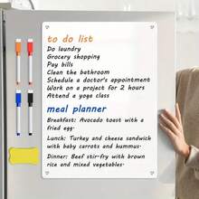 Magnetic Erasable Whiteboard Fridge Sticker - Weekly Planner & Organizer With Grocery List, Meal Plan, And To-Do Sections For Kitchen Refrigerator - Multicolor - View 1