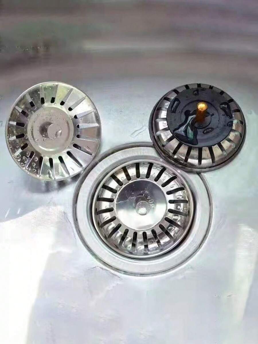 Stainless Steel Kitchen Sink Strainer And Plug - Polished Waste Plug With Hair Trap For Bathroom And Kitchen Drain Protection - Multicolor - View 1