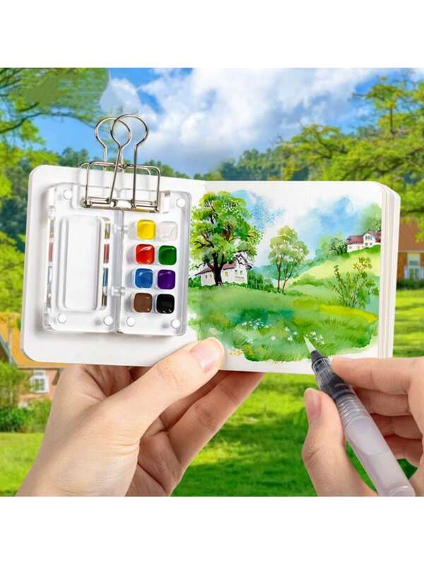 Paleta akrylowa, miniaturowe pudełko na farby akwarelowe 8/15 kratek, przenośne do pisania w dzienniku, szkicowania, malowania w podróży, do przyborów szkolnych, na powrót do szkoły