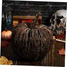 Handwoven Rattan Pumpkin Ornaments Creative Halloween Pumpkin Table Centerpieces For Home Office Party Decor - Grey - View 6