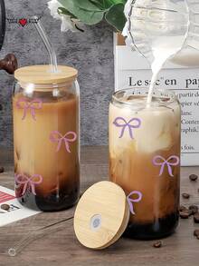 500ml 蝴蝶装饰杯、咖啡玻璃吸管杯、奶茶杯、抹茶杯——送给朋友的最佳礼物选择！ - 彩色 - 查看 7