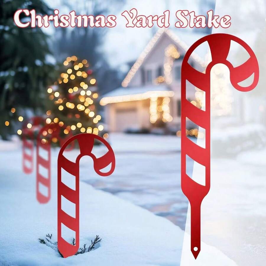 1 peça, estacas de jardim de doces de Natal, perfeitas para jardins ao ar livre, gramados e decorações de portas, adequadas para festas de fim de ano e decorações de Natal em casa.