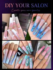 120PCS Transparent Square Nail Mold, 12 Sizes XXL Matte Full Set Of Double Polymer Nail Gel Shape Finger Extension Nail Tool Accessories, Suitable For Salons And DIY