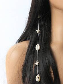 1 chiếc kẹp tóc trang trí hình vỏ sò và sao biển có tua rua, thời trang đa năng, phù hợp cho du lịch, hoạt động ngoài trời, kỳ nghỉ, bãi biển, trang phục hàng ngày mùa hè, phụ kiện tóc thủ công. - trắng - Xem 6