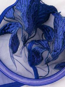 1 pièce Brassière sans armature légèrement matelassée, ajustable et confortable, avec coupe ajourée sexy et respirante en dentelle et patchwork pour femmes