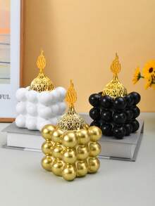 1pc Resin Craft Gold/White/Black/Magic Cube Aromatherapy Candle Holder Creative, Home Decoration Ornaments Geometric Magic Cube Candle Holder. Valentine's Day Gift Halloween, Holiday, Festival,Room Decor,Home Decor, Birthdaydecor,Kitchen,Wedding, Bedroom Decor, Livingroom Decor, Gift, Party Decor - Multicolor - View 9