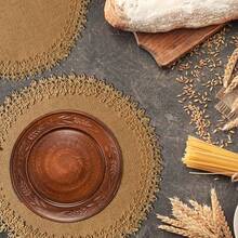 4 Stücke/6 Stücke/8 Stücke runde gewebte Tischsets mit Seilkanten, braune Farbe, 15 Zoll hitzebeständige Jute Vintage Tischmatten für die Tischdekoration im Esszimmer, schützen vor Flecken und Ölen. Geeignet für Familienfeiern, Hochzeiten und lange Tische, runder Tisch, leicht zu reinigen für den täglichen Gebrauch drinnen und Outdoor, Hochzeitsfeierlichkeiten, Restaurants, Küchen, Cafés, Weihnachten, Erntedankfest, Geburtstage