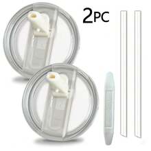 2pcs/SET, Upgrade 40oz H2.0 Tumbler Flip Straw Leak Proof Lid, Reusable Removable Replacement No Spill Proof & Splash Resistant Mug Detachable Lid Cover Topper For Cup Accessories, (1set Includes 2pcs Lids, 2pcs Straws, 1pc Brush, 1pc Wrench) - Nhiều màu - Xem 13