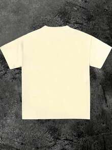 (220 Pure Cotton T-Shirt)    Y2k  Style   Pattern Men's Casual Soft 100% Cotton All-Match Crew-Neck Short-Sleeved T-Shirt - 米色-2 - 查看 2