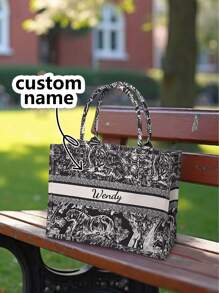 Customized Gift Customizable Personalized Large Capacity Summer Beach Bag - Portable, Elegant & Minimalist Design For Business Casual, Office, Commuting, And Special Occasions. Perfect For Teens, Business Casual, Ideal Gifts For Him, Her, Family, Friends, Girlfriend, School Supplies, For Teenagers, Junior High School Students, Middle School Students, High School Senior High School Students, College Students, University Students, Freshman, Sophomore, Underclassmen