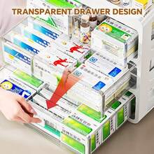 Multilayer Drawertype Plastic Storage Box Organizer/Medicine Box - Multifunctional Storage Container,Family Medicine Box Organizer,Organize Medications,Stationery,Office Items,Etc,Easy Access - 升級版-QJ-Box-高瓶白色5個 - 查看 7