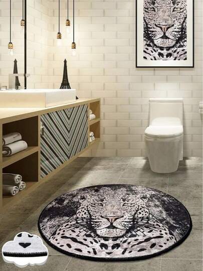 Made In Turkey - CHILAI HOME 120x120 Cm Round Bathroom Rug | 100% Polyester, Non-Slip, Washable Bath Mat
