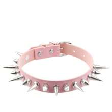 1 件女士哥特铆钉项链，深色 E 女孩万圣节项链，原宿颈链时尚朋克 PU 皮革多尖颈链颈链颈环男士珠宝