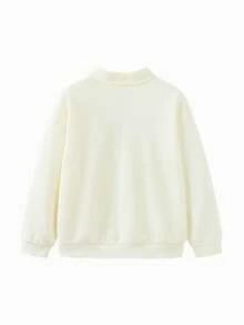 mini bala Artist Collab Young Girl Polo Collar Long Sleeve Shirt 2025 Fall - Milky White - View 2