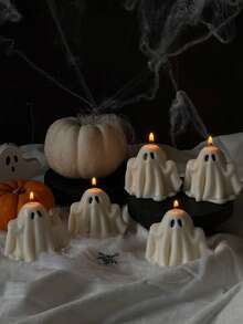 1 cây nến hình ma | Nến ma Halloween | Nến rùng rợn | Nến mùa thu | Trang trí mùa thu | Mùa thu | Nến Halloween | Sáp đậu nành, Nến trang trí bàn làm việc dễ thương, Trang trí nhà cửa, Trang trí Halloween, Trang trí phòng - trắng - Xem 4