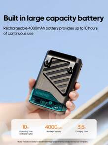 kinscoter 1 Peça Ventilador Portátil Recarregável de 4000mAh para Cintura, Acessórios de Camping, Praia e Viagem, Refrigerador de Ar, Bateria Portátil, Mini Ventilador Pessoal para Pescoço