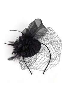 1 Pc Fascinator Hats For Women 20s 50s Vintage Pillbox Hat Kentucky Derby Fascinators Flower Veil Wedding Tea Party Hat