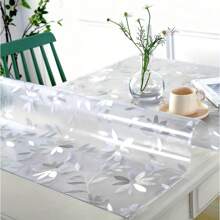 1pc Soft Glass PVC Transparent Chrysanthemum Pattern Tablecloth, Waterproof, Heat-Resistant, Oil-Proof Table Mat, Rectangular Desk Cover For Dining Table, Desk, Office Desk, Easy To Clean, Chrysanthemum Embossed, Non-Deformable, Non-Yellowing, Scratch-Resistant, Customizable, Small Table Mat Suitable For Kitchen, Coffee Side Table, Wooden Office Furniture Glass Plastic Tabletop Protection