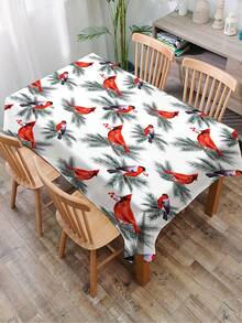 1pc Christmas Series Printed Tablecloth, Modern Polyester Rectangular/Round Waterproof Tablecloth, Digital Printing Suitable For Living Room, Outdoor Dining Table, Small Round Table - Black and White - View 13