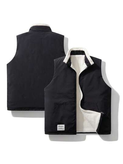 Gilet réversible en sherpa pour homme grande taille, convient pour l'automne/l'hiver
