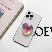 Soporte de agarre para teléfono con forma de corazón láser, soporte de escritorio expandible con airbag de moda compatible con iPhone, teléfonos Android, regalo para cumpleaños, familia, amigos, accesorio de teléfono con agarre de empuje y tracción - Multicolor - Ver 2