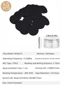30 szt. Etykiet na monety NTAG215 NFC, białe okrągłe etykiety RFID 13,56 MHz, średnica 25 mm, ze schowkiem