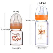 2pcs/1pc Baby Glass Milk Bottle, Heat Resistant Up To 400°C, Standard Mouth, 60ml/120ml/140ml/240ml, Multi-Stage Feeding Bottle - Multicolor - View 3