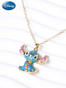 Disney 1PC Disney Officially Licensed Alloy Stitch Chain Necklace Women's Accessories Daily Practical Must-Haves Cute Cartoon Accessories Surprise Gift For The Valentine's Day Party
